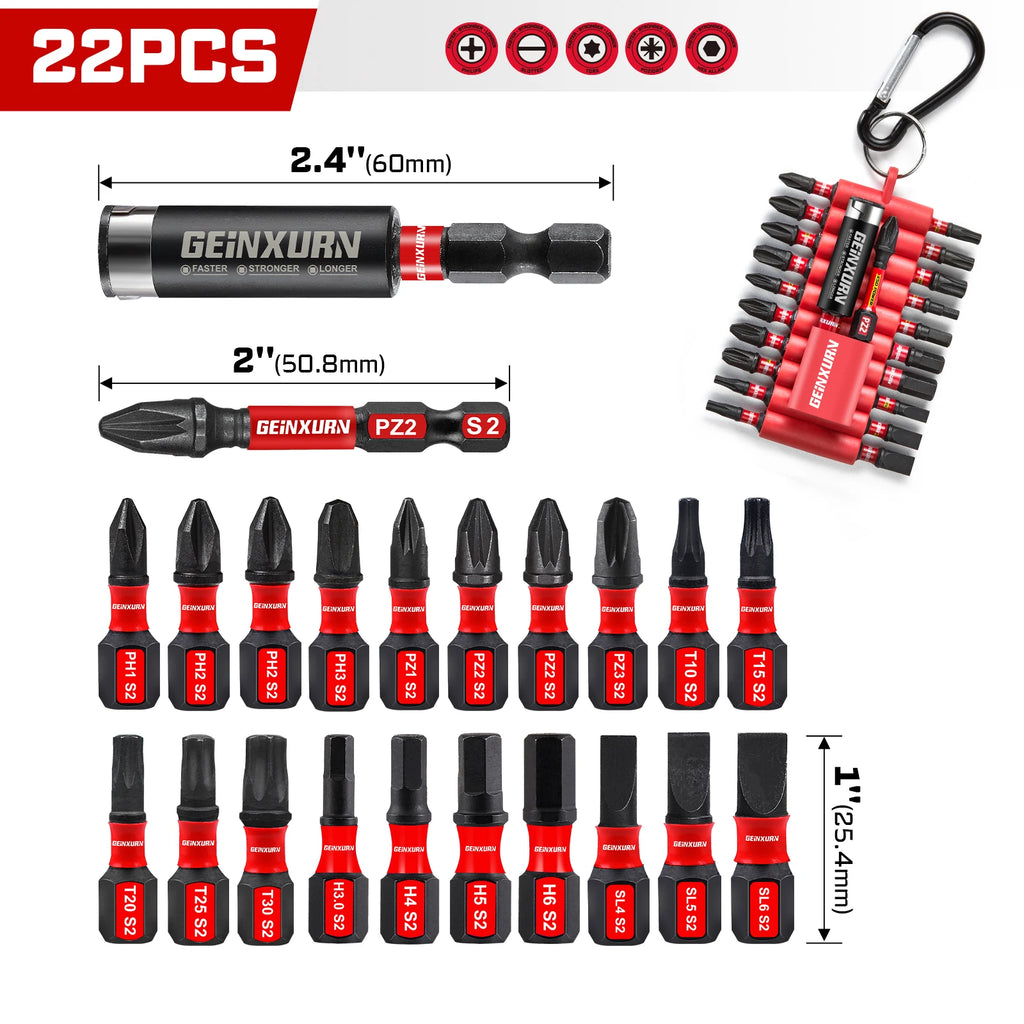 Geinxurn 22-bitssett med karabinkrok